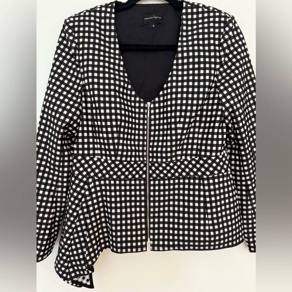 Nanette Lenore black and white checked blazer size 10